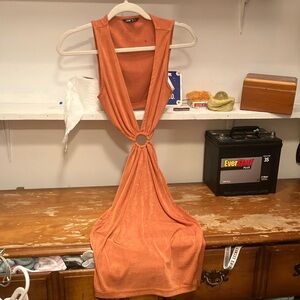 Elegant Orange Sleeveless Dress